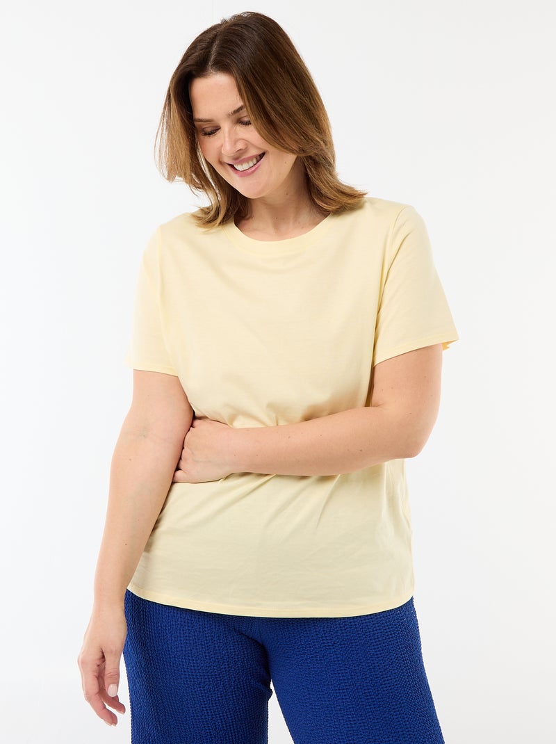 T-shirt de manga curta em jersey Amarelo - Kiabi