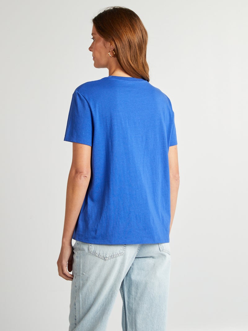 T-shirt de manga curta em jersey Azul - Kiabi