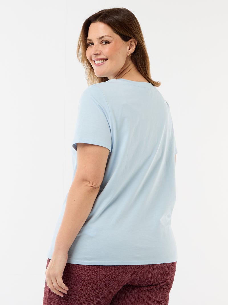 T-shirt de manga curta em jersey Azul - Kiabi