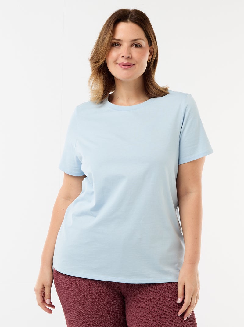 T-shirt de manga curta em jersey Azul - Kiabi