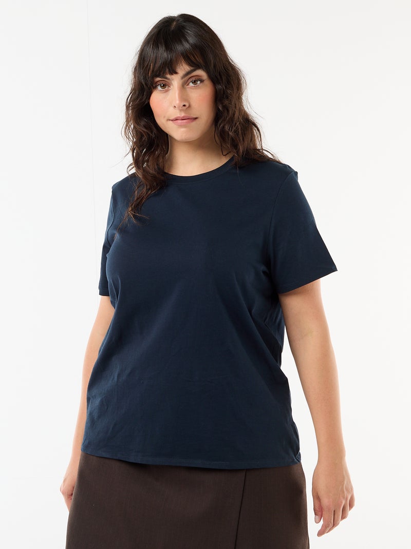 T-shirt de manga curta em jersey Azul - Kiabi