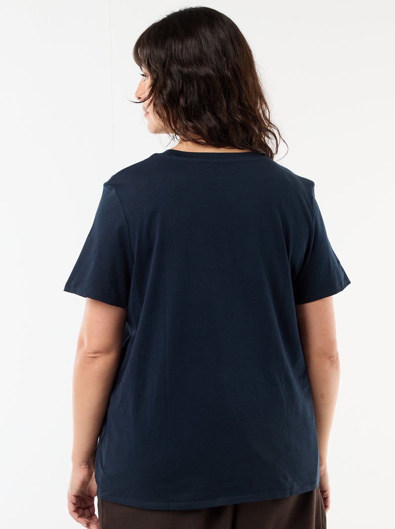 T-shirt de manga curta em jersey Azul - Kiabi