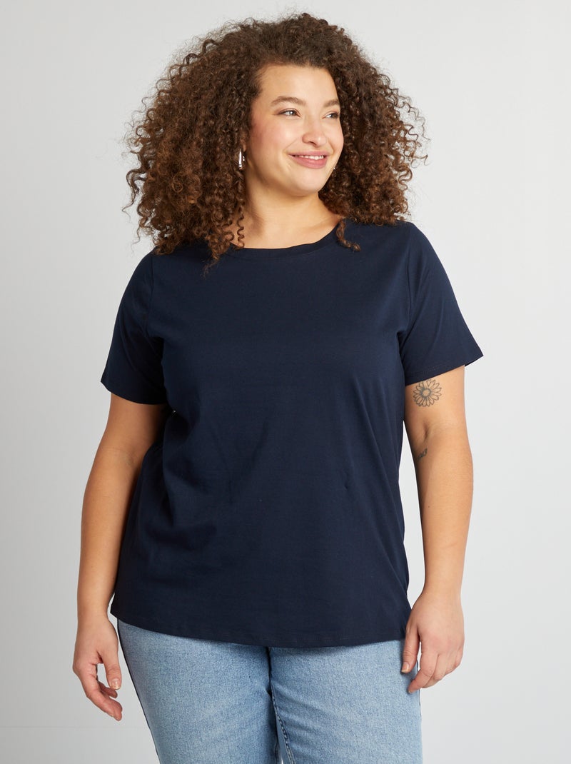 T-shirt de manga curta em jersey AZUL - Kiabi