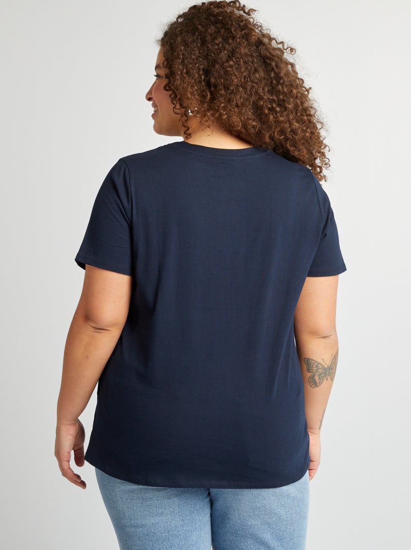 T-shirt de manga curta em jersey AZUL - Kiabi