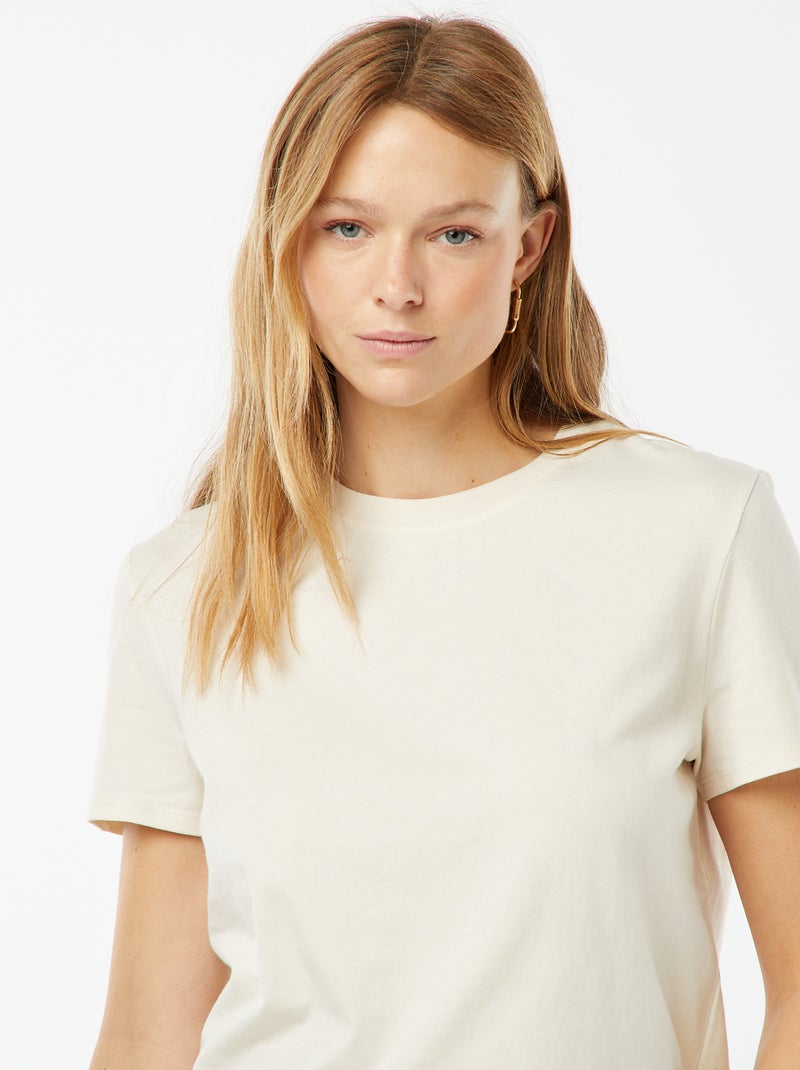 T-shirt de manga curta em jersey Bege - Kiabi
