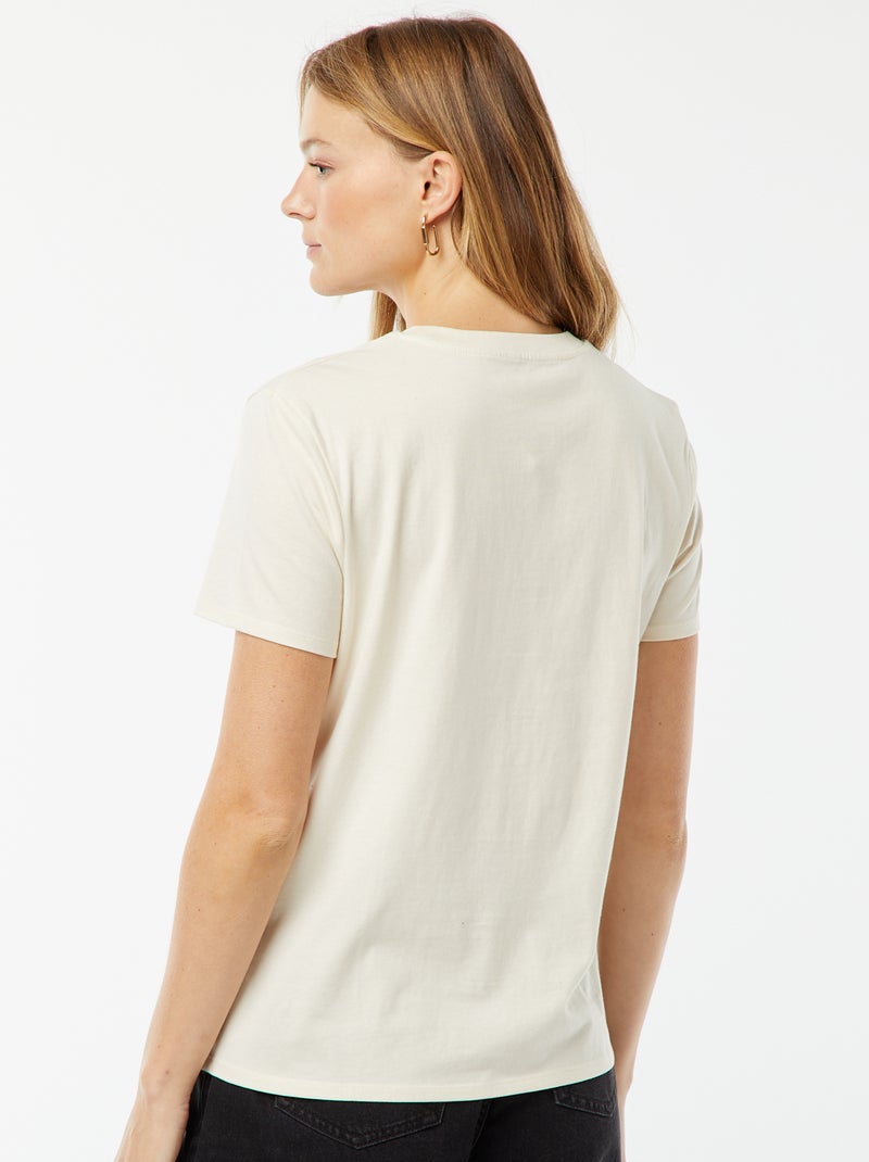 T-shirt de manga curta em jersey Bege - Kiabi