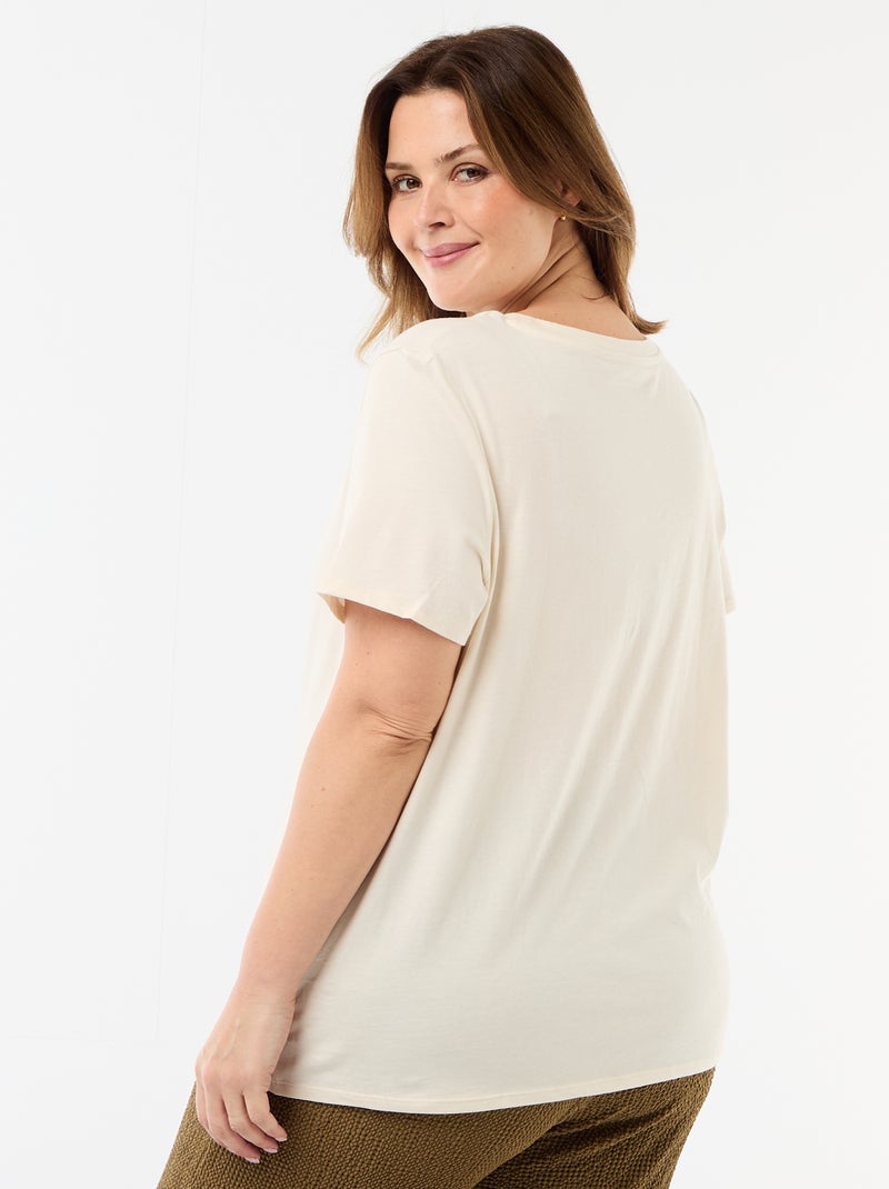 T-shirt de manga curta em jersey Bege - Kiabi