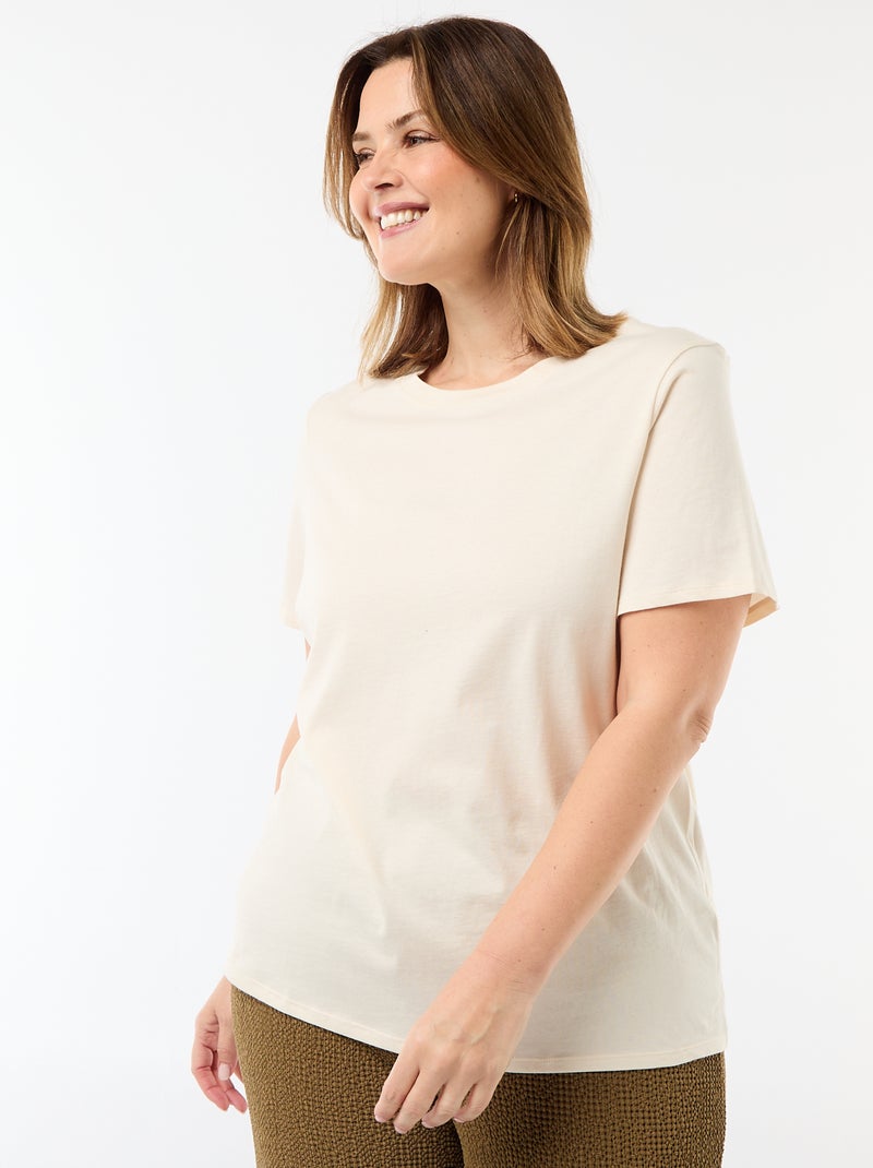 T-shirt de manga curta em jersey Bege - Kiabi
