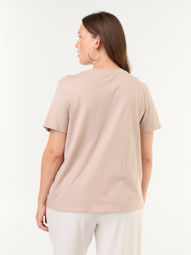T-shirt de manga curta em jersey Bege - Kiabi