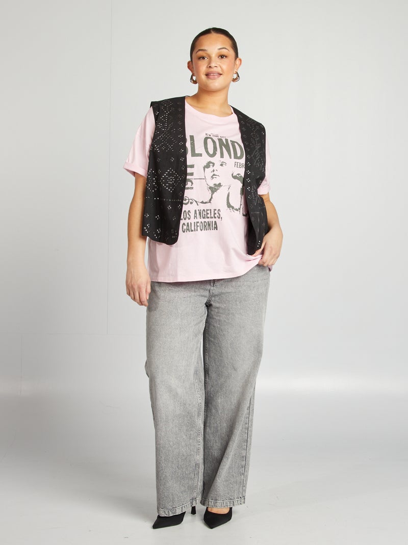 T-shirt de manga curta em jersey 'Blondie' ROSA - Kiabi