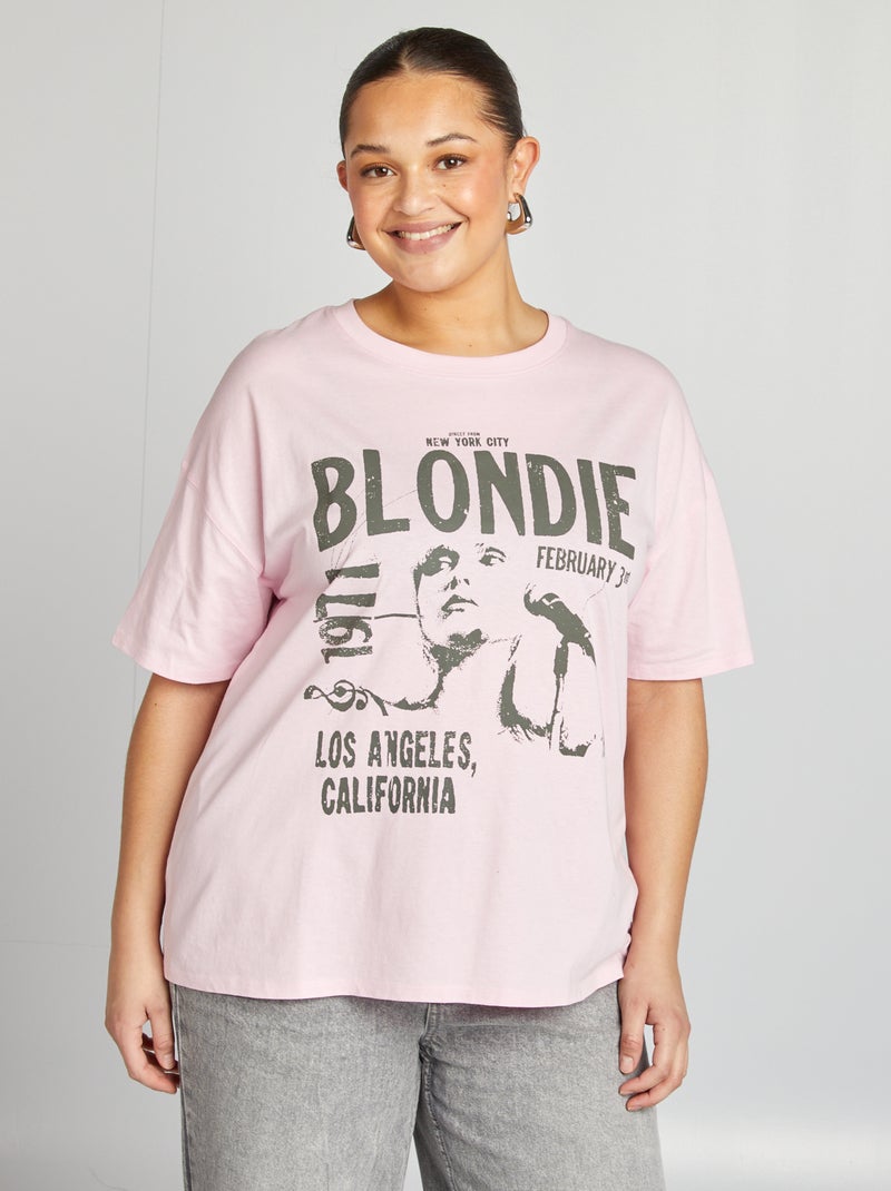 T-shirt de manga curta em jersey 'Blondie' ROSA - Kiabi