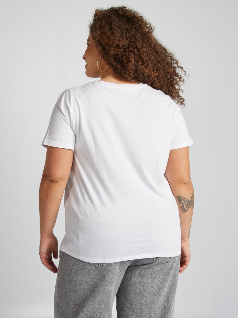T-shirt de manga curta em jersey Branco - Kiabi
