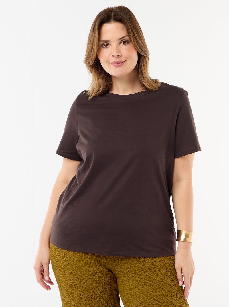 T-shirt de manga curta em jersey Castanho - Kiabi