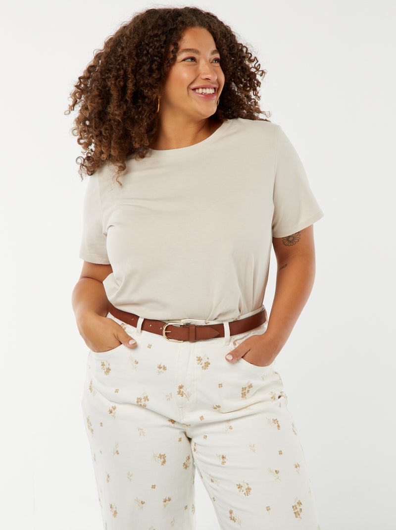 T-shirt de manga curta em jersey Cinza - Kiabi