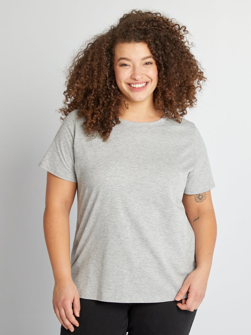 T-shirt de manga curta em jersey CINZA - Kiabi