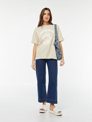 T-shirt de manga curta em jersey com estampado