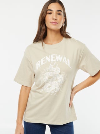 T-shirt de manga curta em jersey com estampado