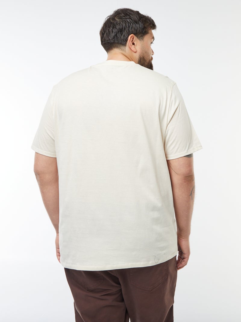 T-shirt de manga curta em jersey com estampado BEGE - Kiabi