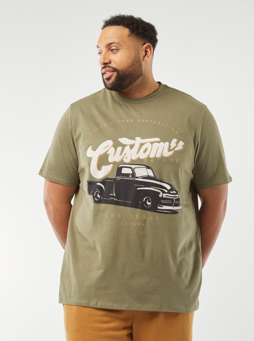 T-shirt de manga curta em jersey com estampado - Kiabi