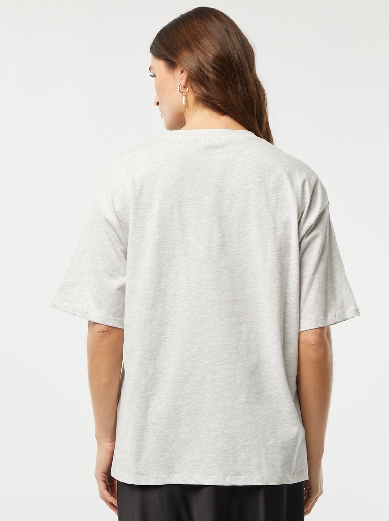 T-shirt de manga curta em jersey com estampado CINZA - Kiabi