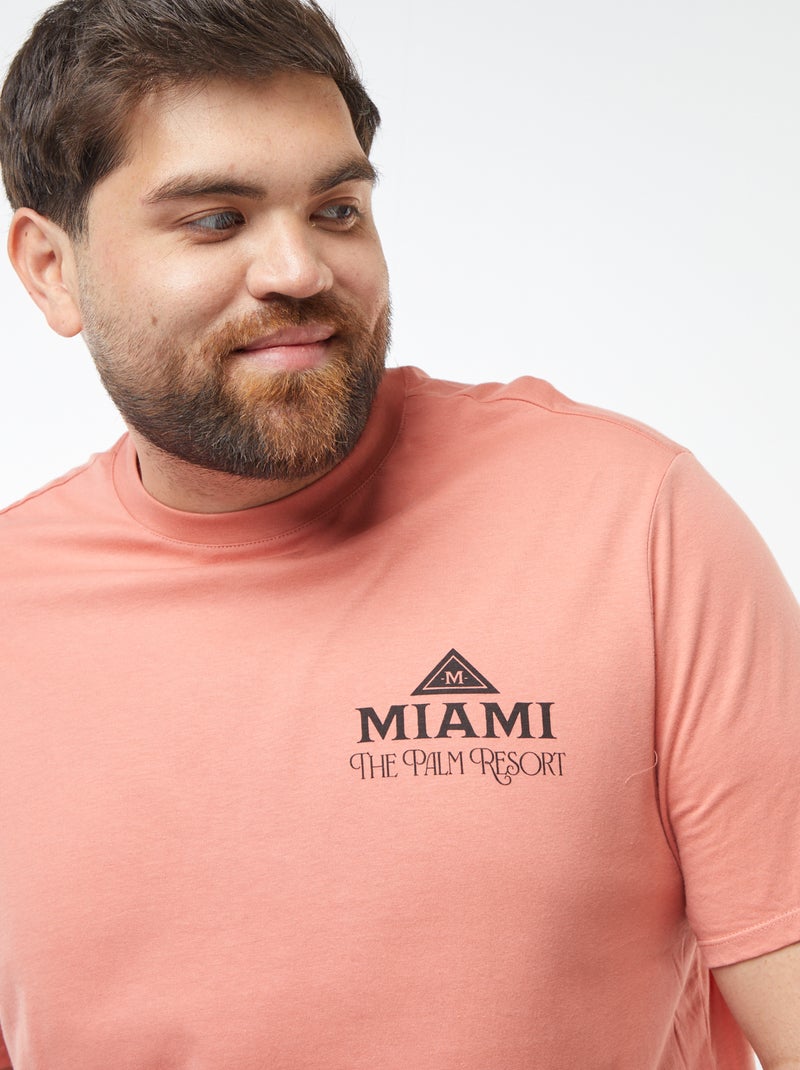 T-shirt de manga curta em jersey com estampado LARANJA - Kiabi