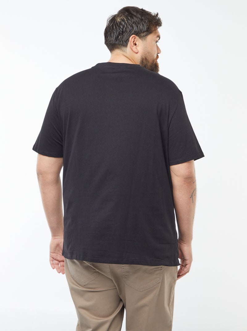 T-shirt de manga curta em jersey com estampado PRETO - Kiabi