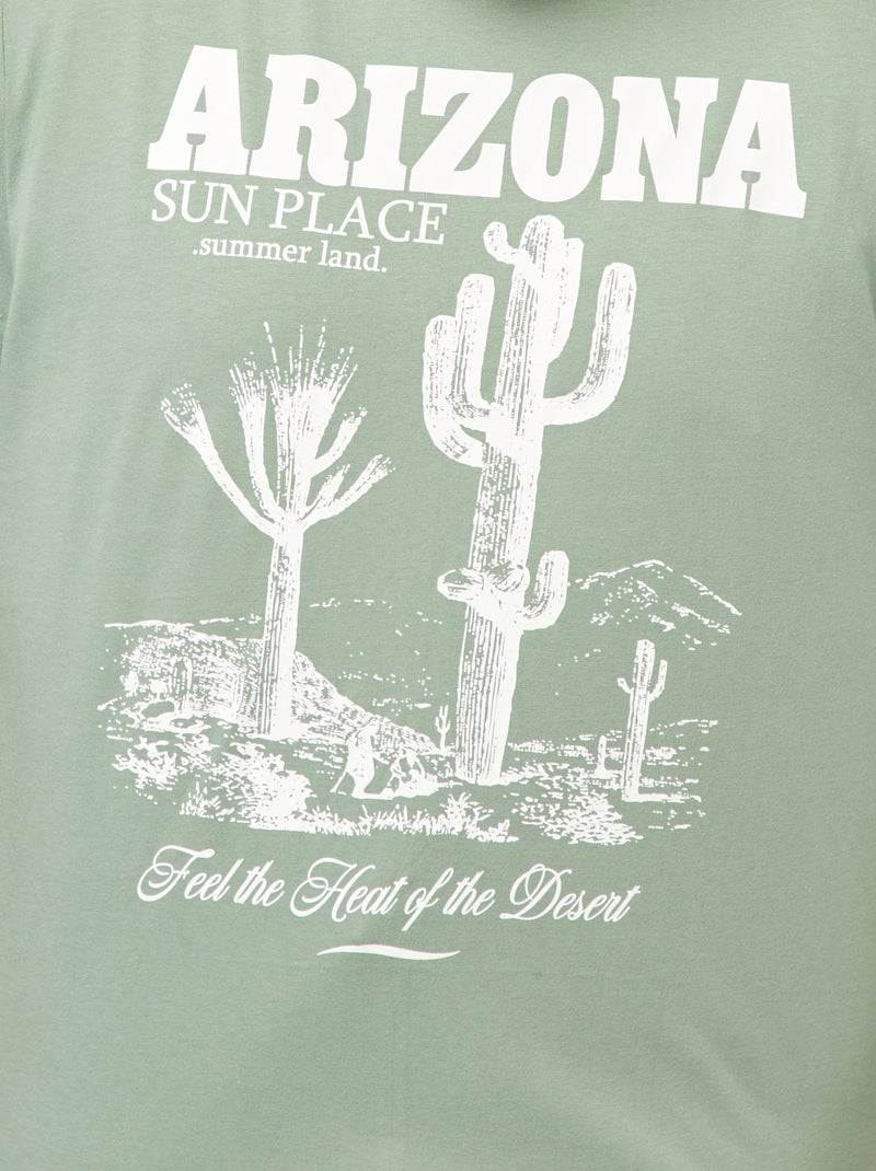 T-shirt de manga curta em jersey com estampado VERDE - Kiabi