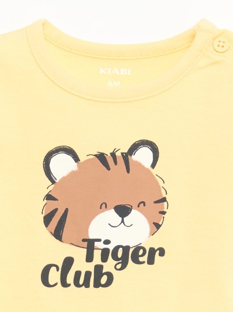 T-shirt de manga curta em jersey de algodão Amarelo - Kiabi