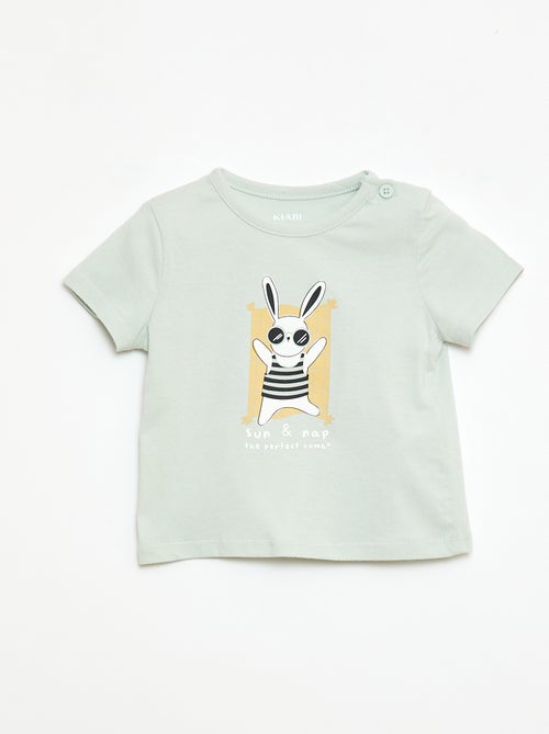 T-shirt de manga curta em jersey de algodão - Kiabi