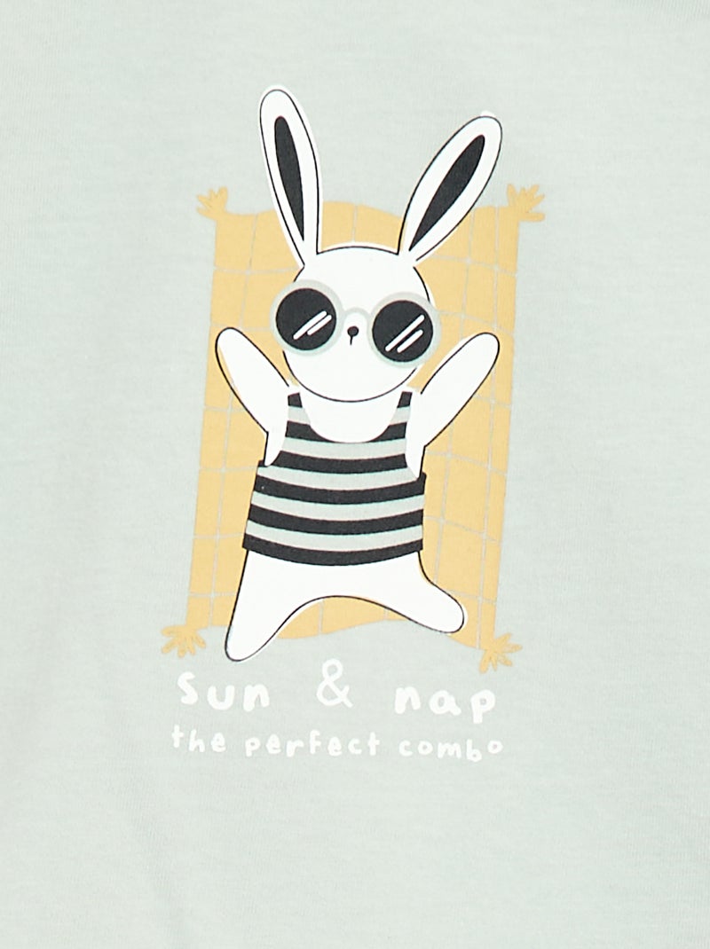 T-shirt de manga curta em jersey de algodão Azul - Kiabi