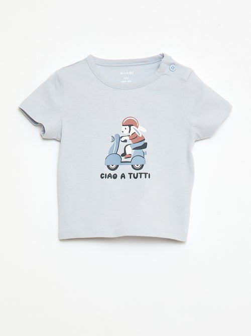 T-shirt de manga curta em jersey de algodão - Kiabi