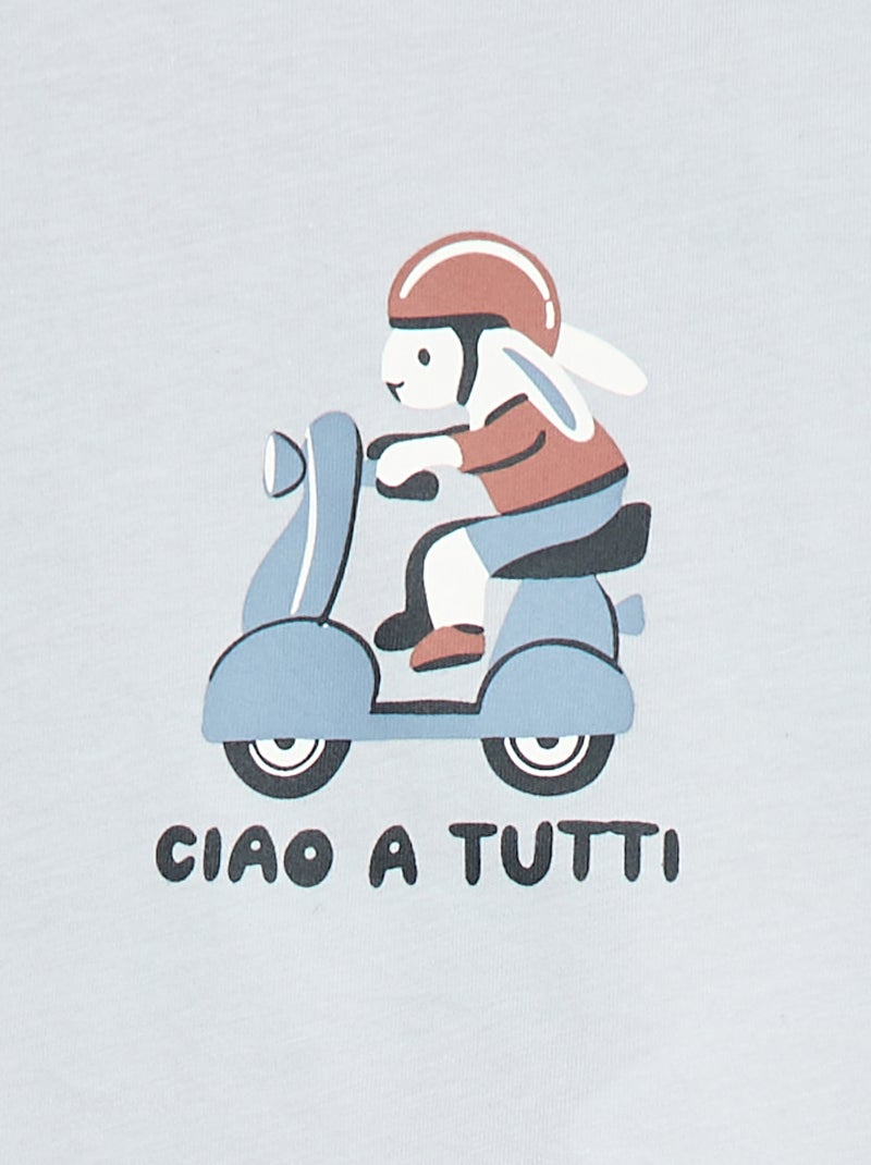 T-shirt de manga curta em jersey de algodão Azul - Kiabi