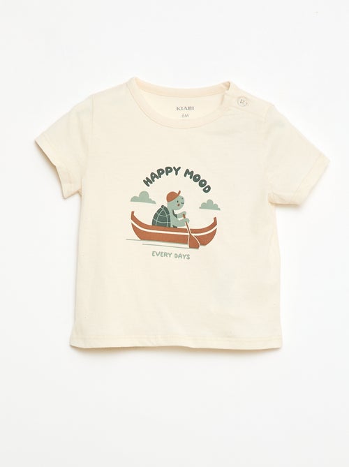 T-shirt de manga curta em jersey de algodão - Kiabi