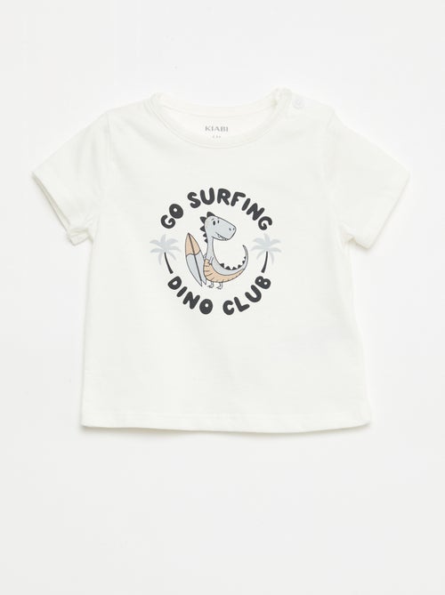 T-shirt de manga curta em jersey de algodão - Kiabi