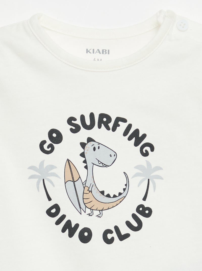T-shirt de manga curta em jersey de algodão Branco - Kiabi