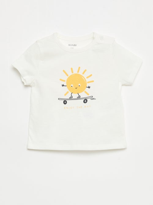 T-shirt de manga curta em jersey de algodão - Kiabi