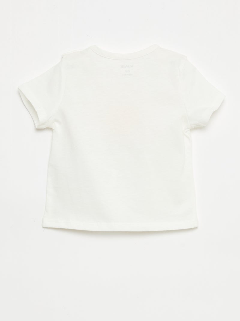 T-shirt de manga curta em jersey de algodão Branco - Kiabi