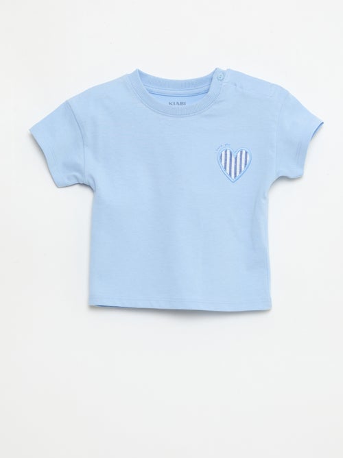 T-shirt de manga curta em jersey de algodão com patch no peito - Kiabi