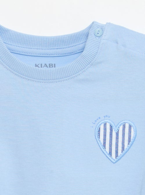 T-shirt de manga curta em jersey de algodão com patch no peito - Kiabi