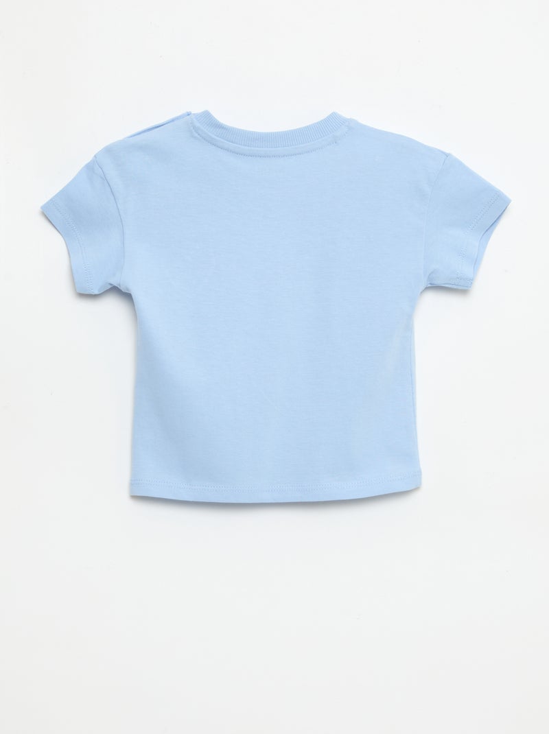 T-shirt de manga curta em jersey de algodão com patch no peito Azul - Kiabi
