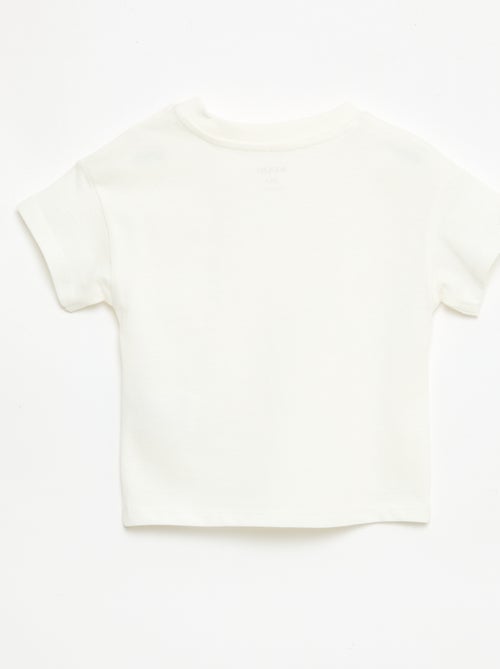 T-shirt de manga curta em jersey de algodão com patch no peito - Kiabi