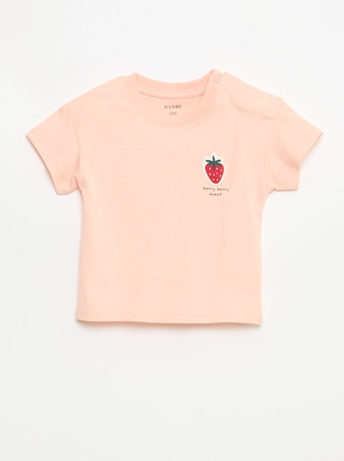 T-shirt de manga curta em jersey de algodão com patch no peito - Kiabi
