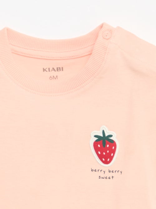 T-shirt de manga curta em jersey de algodão com patch no peito - Kiabi