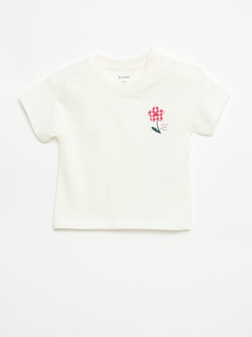 T-shirt de manga curta em jersey de algodão com patch no peito - Kiabi