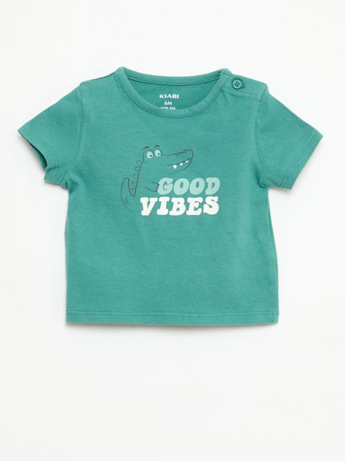 T-shirt de manga curta em jersey de algodão - Kiabi