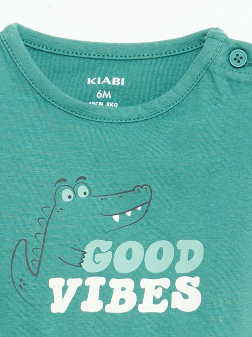 T-shirt de manga curta em jersey de algodão - Kiabi