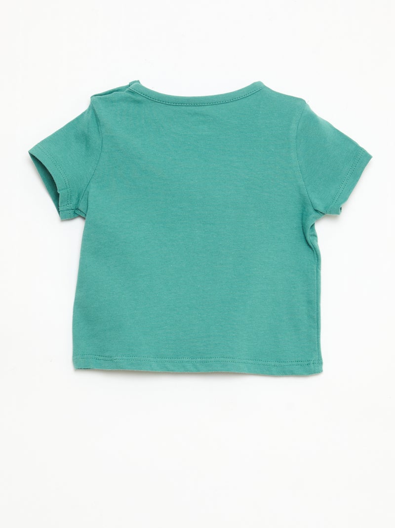 T-shirt de manga curta em jersey de algodão Verde - Kiabi