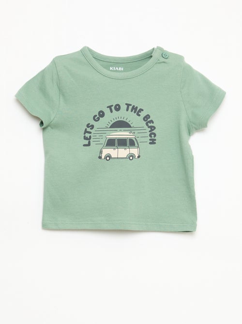 T-shirt de manga curta em jersey de algodão - Kiabi