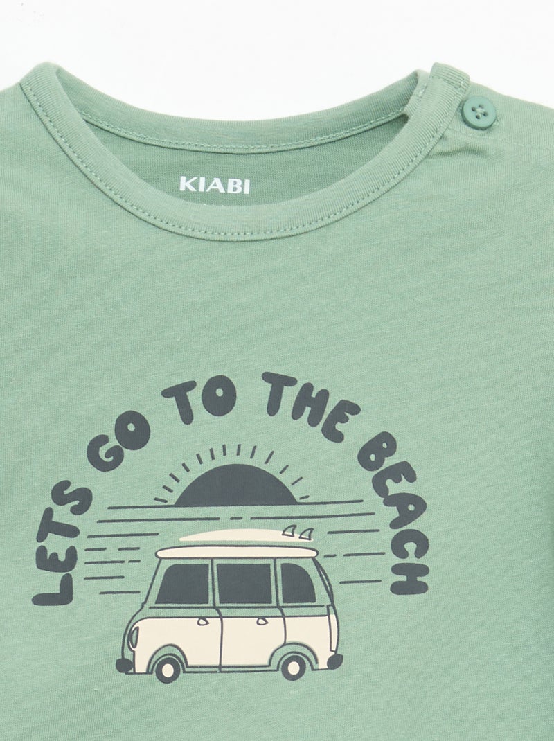 T-shirt de manga curta em jersey de algodão Verde - Kiabi