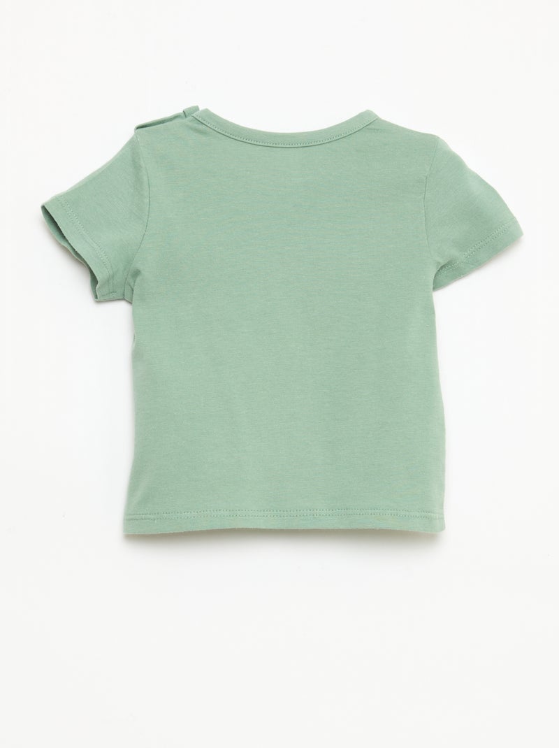T-shirt de manga curta em jersey de algodão Verde - Kiabi